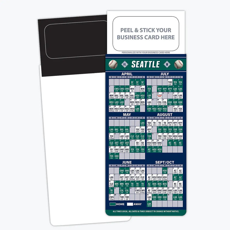 2025 Pro Baseball Sports Schedule Magnets (SEATTLE) - 100 Count - Your Business Card Sticks on Top