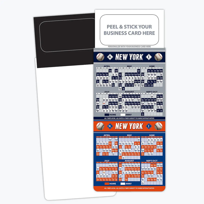 2025 Pro Baseball Sports Schedule Magnets (NEW YORK AL and NL) - 100 Count - Your Business Card Sticks on Top