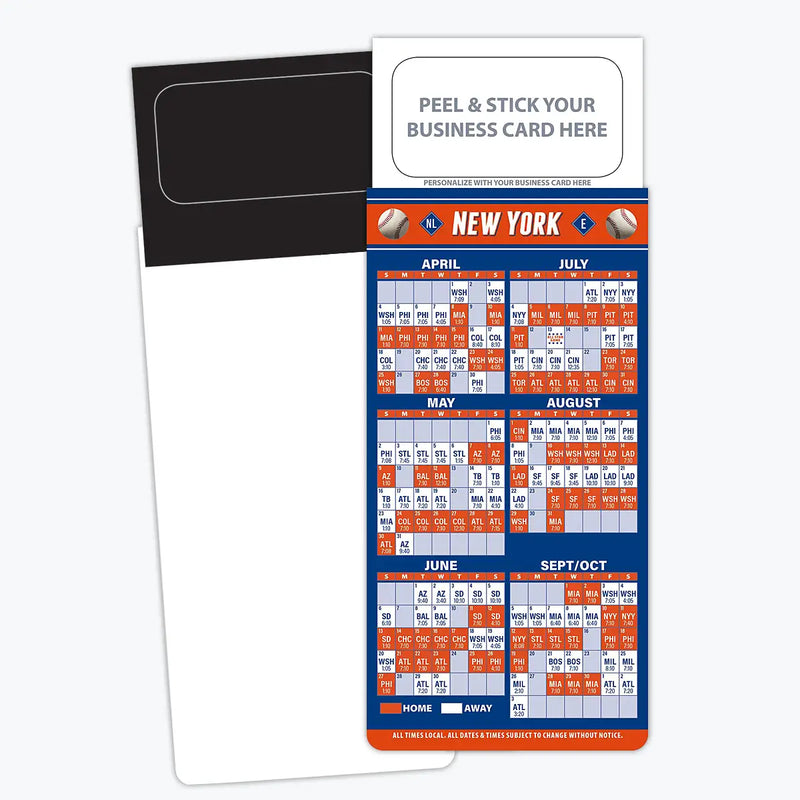 2025 Pro Baseball Sports Schedule Magnets (NEW YORK NL) - 100 Count - Your Business Card Sticks on Top