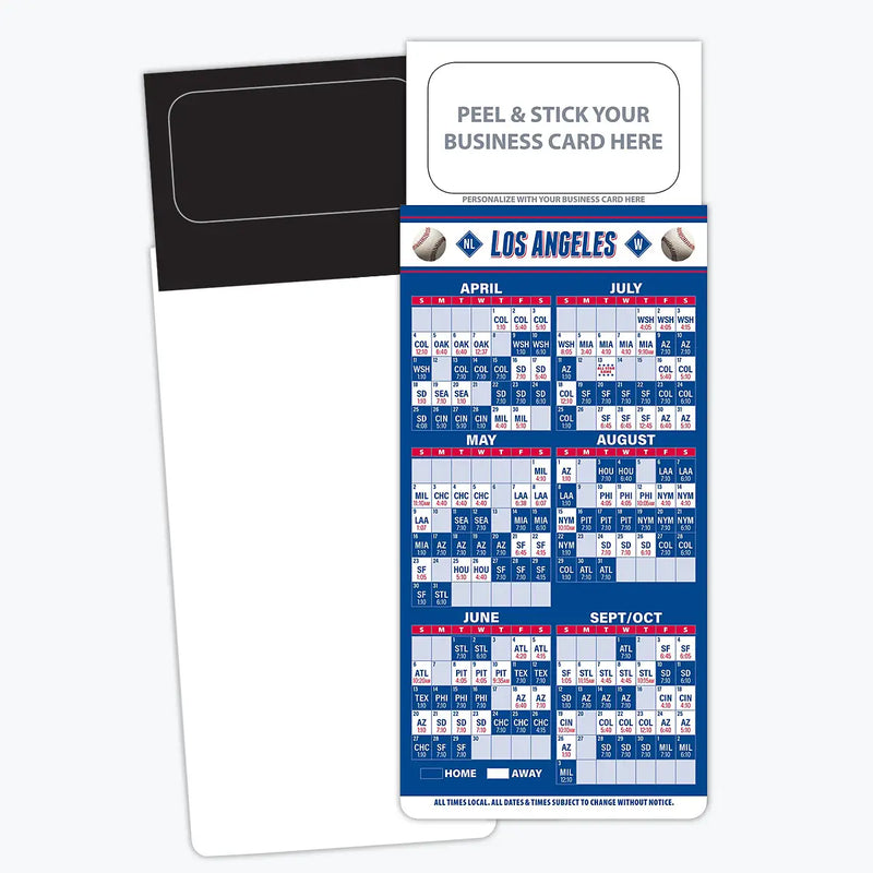 2025 Pro Baseball Sports Schedule Magnets (LOS ANGELES NL) - 100 Count - Your Business Card Sticks on Top