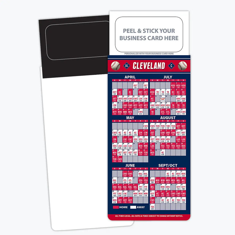 2026 Pro Baseball Sports Schedule Magnets (CLEVELAND) - 100 Count - Your Business Card Sticks on Top