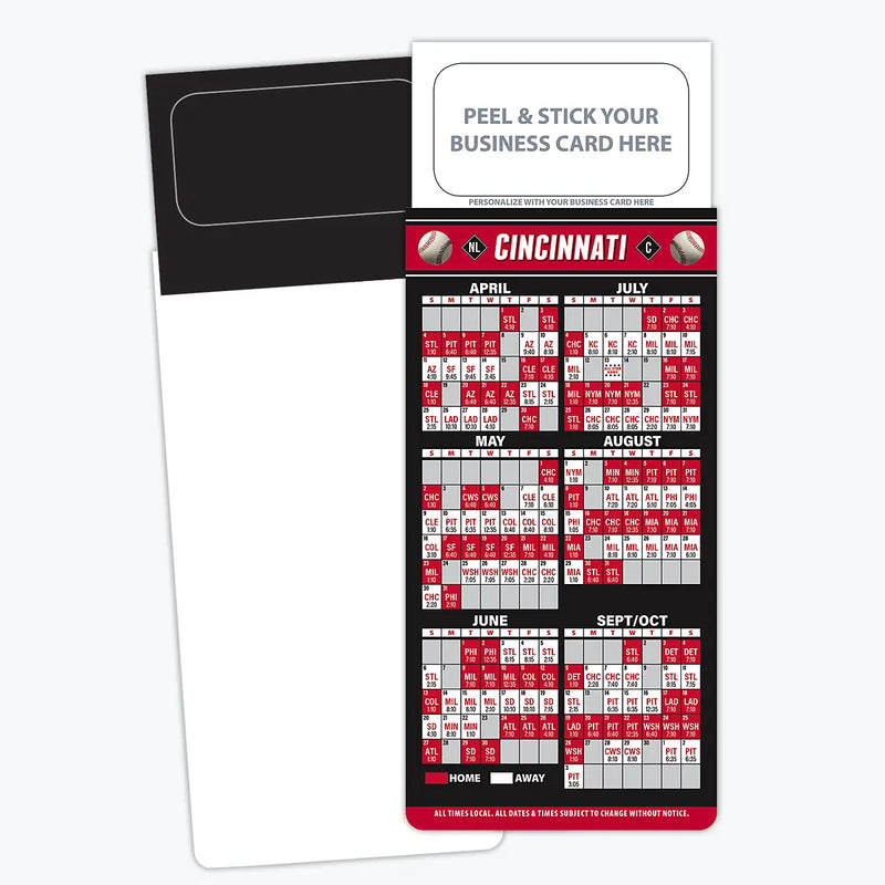 2026 Pro Baseball Sports Schedule Magnets (CINCINNATI) - 100 Count - Your Business Card Sticks on Top