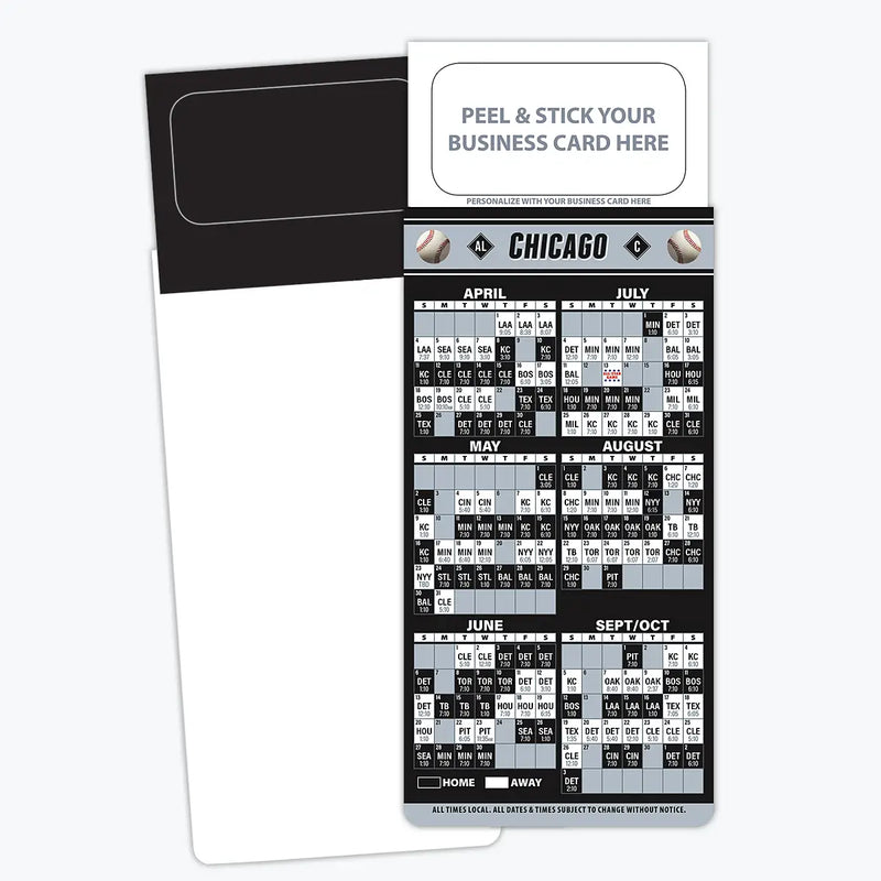 2026 Pro Baseball Sports Schedule Magnets (CHICAGO AL) - 100 Count - Your Business Card Sticks on Top
