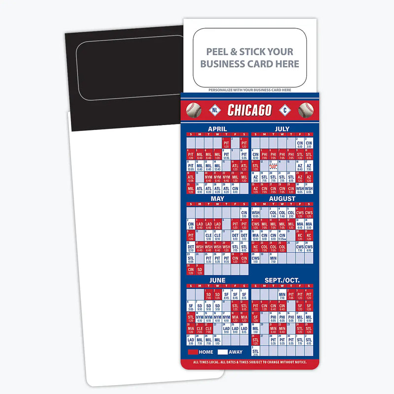 2026 Pro Baseball Sports Schedule Magnets (CHICAGO NL) - 100 Count - Your Business Card Sticks on Top