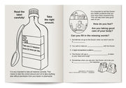 Pharmacy visit coloring book inside activity pages for children