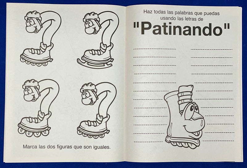 Inside pages of Spanish Fun to Color kids coloring and activity book