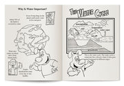Inside pages of Learn About Water Conservation kids coloring and activity book