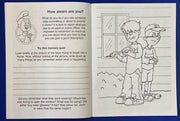 Inside pages of Crime Prevention kids coloring and activity book