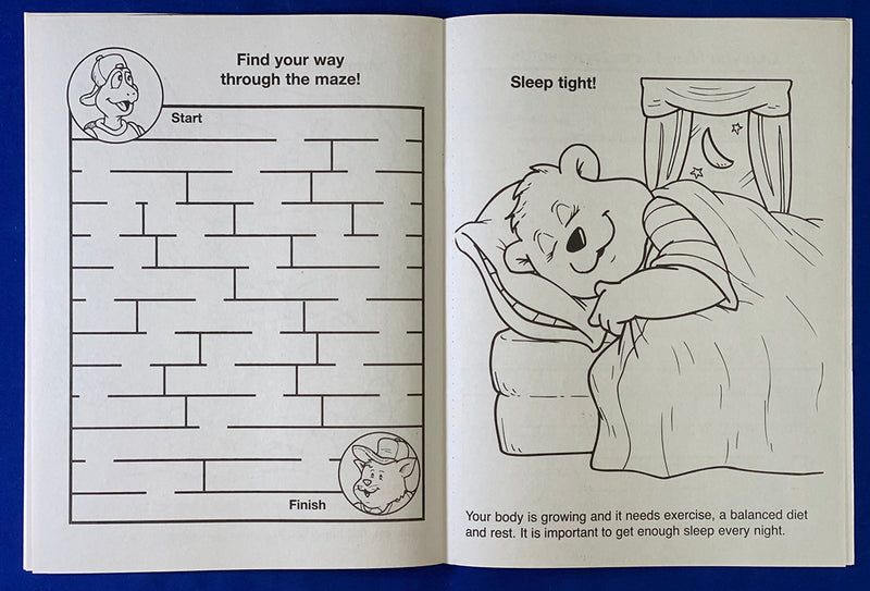 Kids fitness coloring and activity book about healthy habits