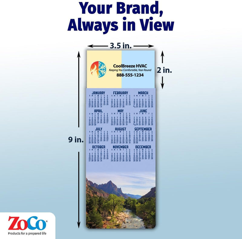 2026 Mountains Calendar Magnet - 300 Count - Your Business Card Sticks on Top