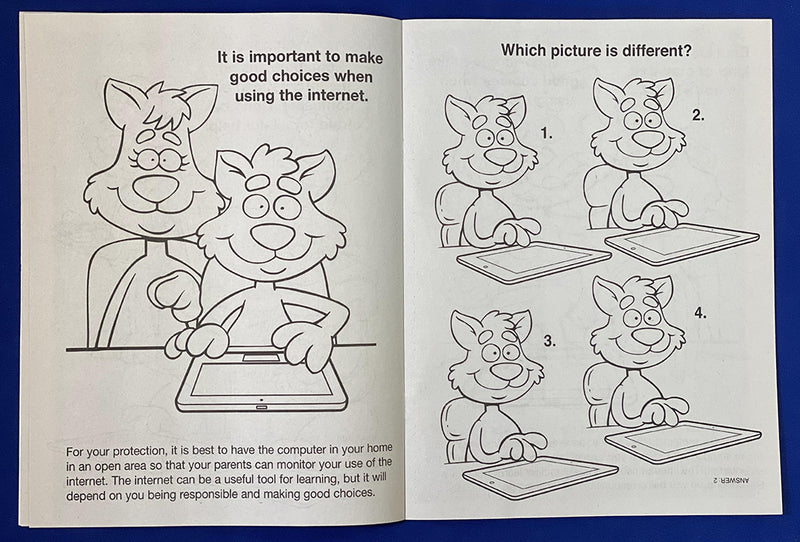 Internet safety coloring book pages teaching kids to make safe choices online