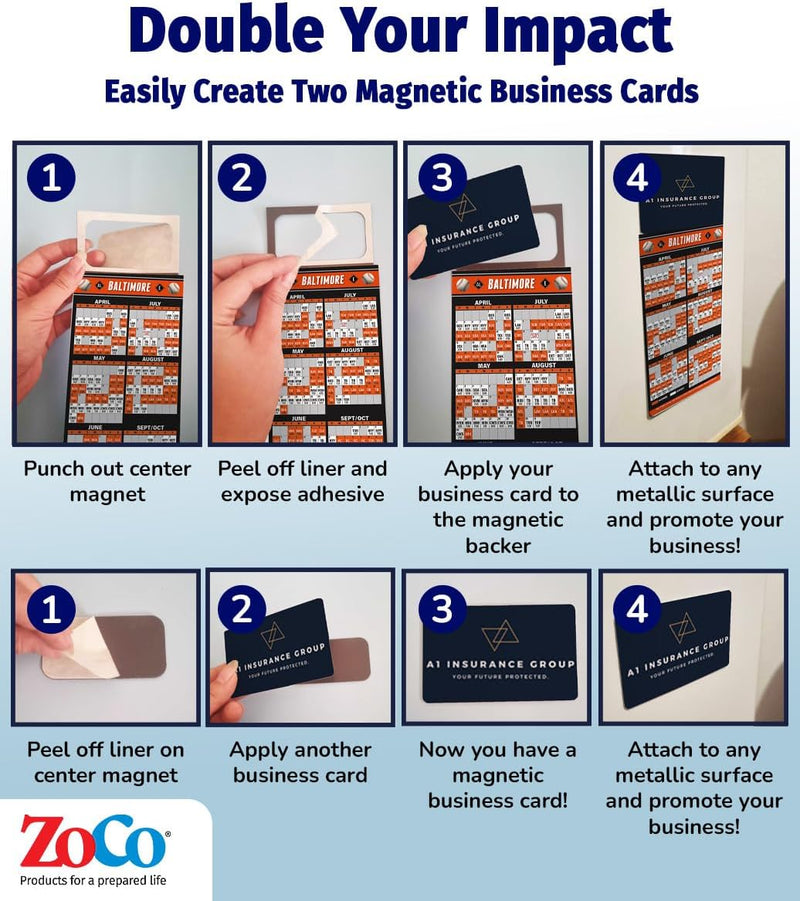 2026 Pro Baseball Sports Schedule Magnets (BALTIMORE) - 100 Count - Your Business Card Sticks on Top