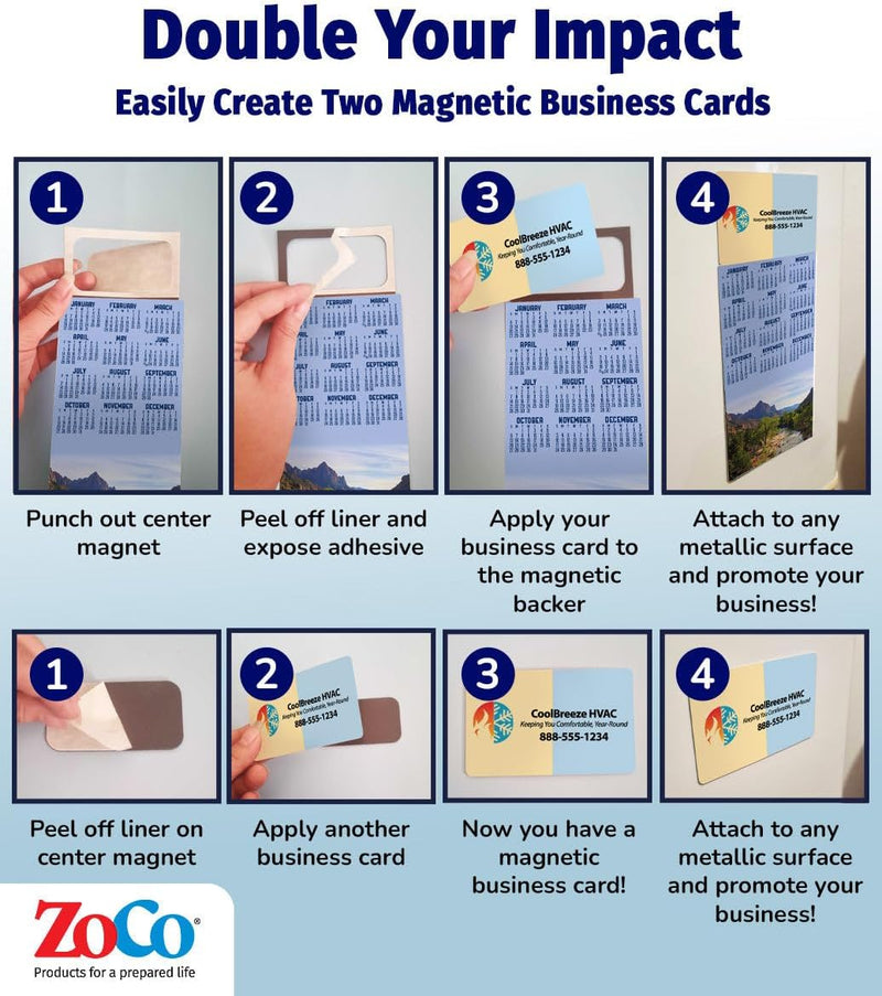 2026 Mountains Calendar Magnet - 300 Count - Your Business Card Sticks on Top