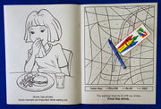 Inside pages of restaurant coloring and activity book for children