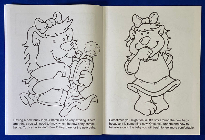 Custom sibling preparation coloring book with imprint