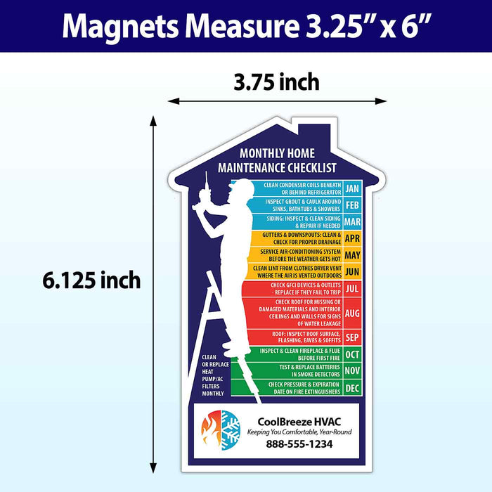 ZoCo - Monthly Home Maintenance Checklist - Custom Magnets for Business