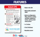 Adult CPR card with instructions and product features on a white background