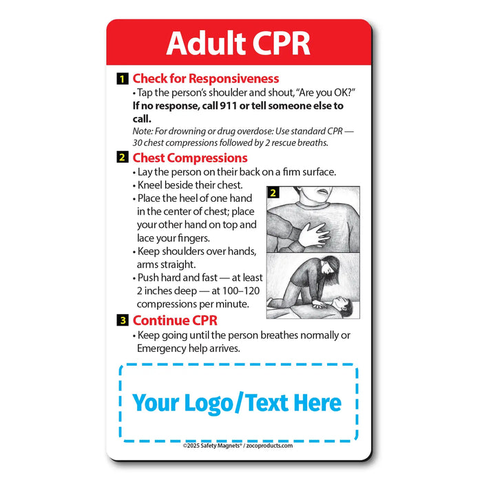 CPR card with instructions on a white background