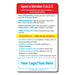 Stroke awareness magnet showing F.A.S.T. signs: Face drooping, Arm weakness, Speech difficulty, and Time to call 911. Highlights additional stroke symptoms and emphasizes urgency. Includes customizable logo/text area at the bottom.