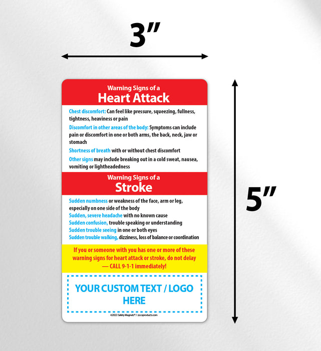 Heart Attack and Stroke Signs Custom Safety Magnets