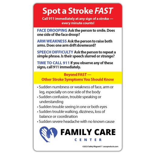 Heart Attack & Stroke Signs Magnet - 3x5 - (Min Qty 100) - FREE Customization