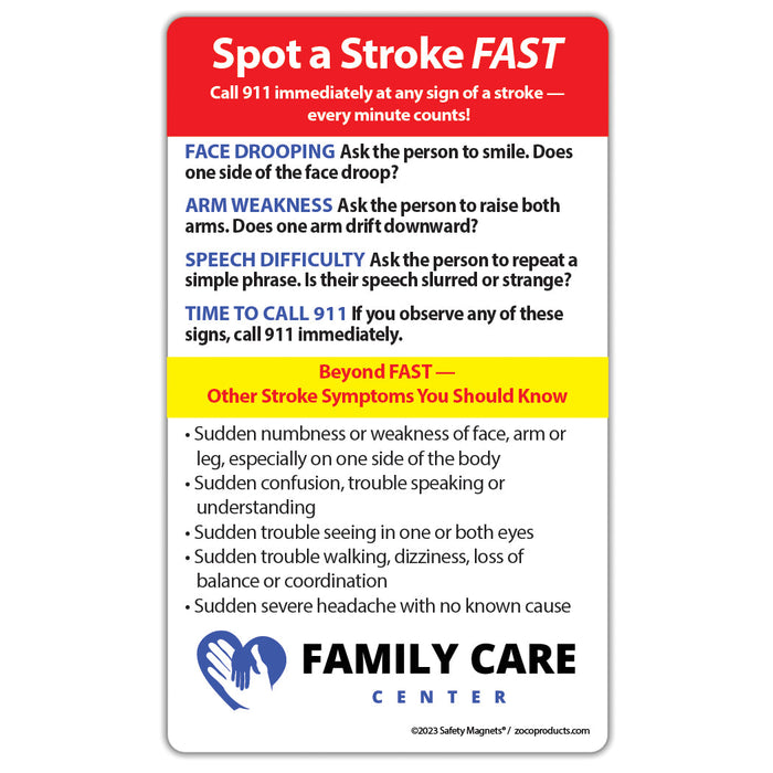 FAST Stroke Signs Magnet - 3x5 - (Min Qty 100)