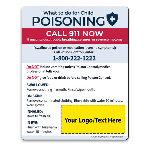Poisoning First Aid – Custom Safety Magnets – 4 × 5 – Minimum 100