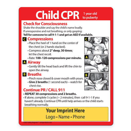 Child CPR — Custom Safety Magnets — 4 × 5 — Minimum 100