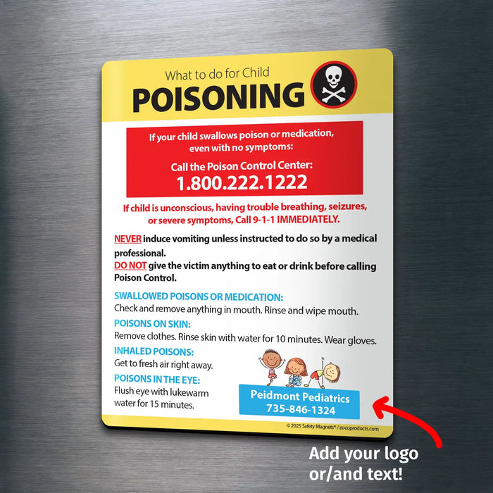 Poisoning First Aid - Magnets - 4" x 5 " - (Min.Qty 100)