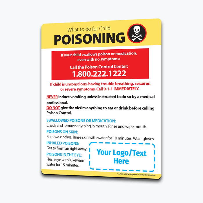 Poisoning First Aid - Magnets - 4" x 5 " - (Min.Qty 100)