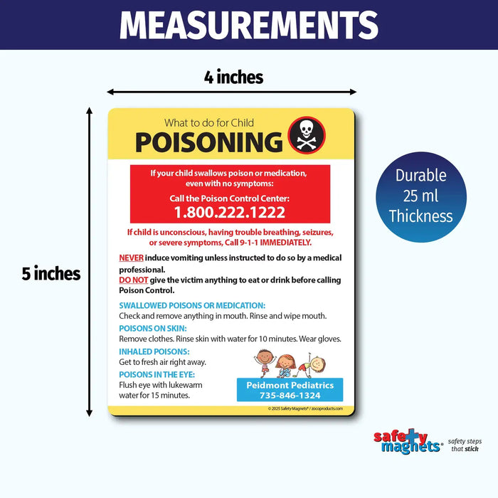 Poisoning First Aid - Magnets - 4" x 5 " - (Min.Qty 100)