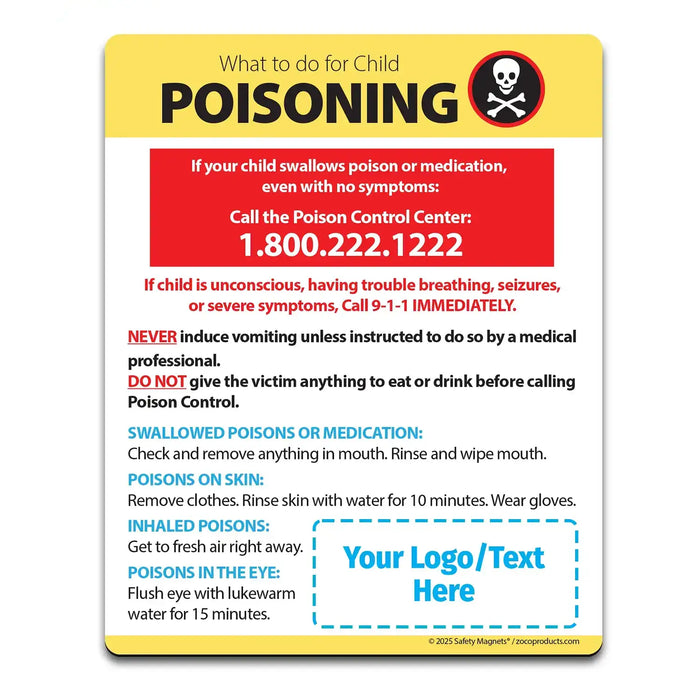 Poisoning First Aid - Magnets - 4" x 5 " - (Min.Qty 100)