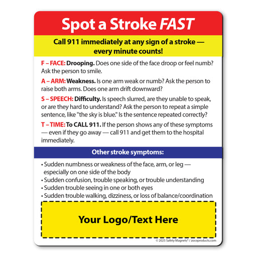 FAST Stroke Signs — Custom Safety Magnets — 4 × 5 — Minimum 100