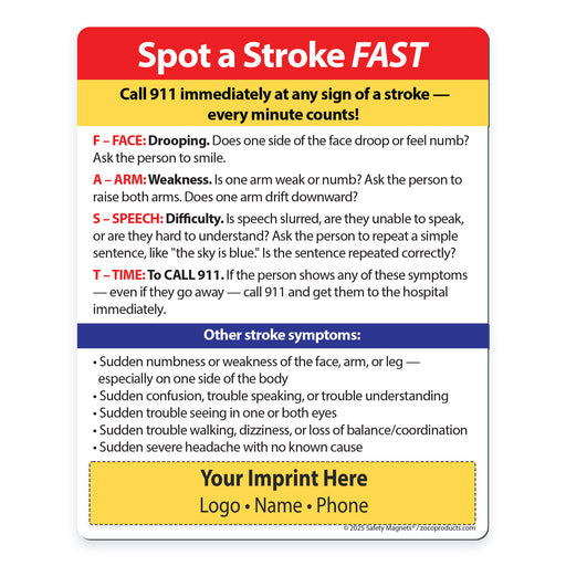 FAST Stroke Signs — Custom Safety Magnets — 4 × 5 — Minimum 100