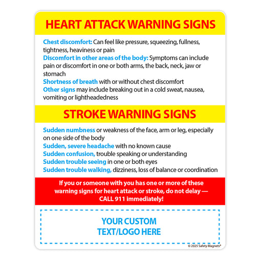 ZoCo - Heart Attack & Stroke Warning Signs Custom Safety Magnets