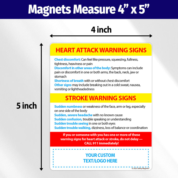 ZoCo - Heart Attack & Stroke Warning Signs Custom Safety Magnets