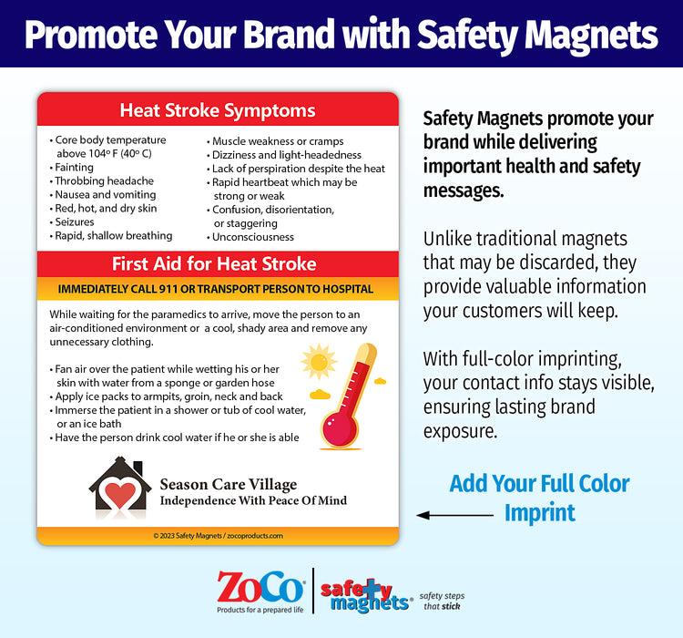 ZoCo - Heat Stroke Symptoms Custom Safety Magnets