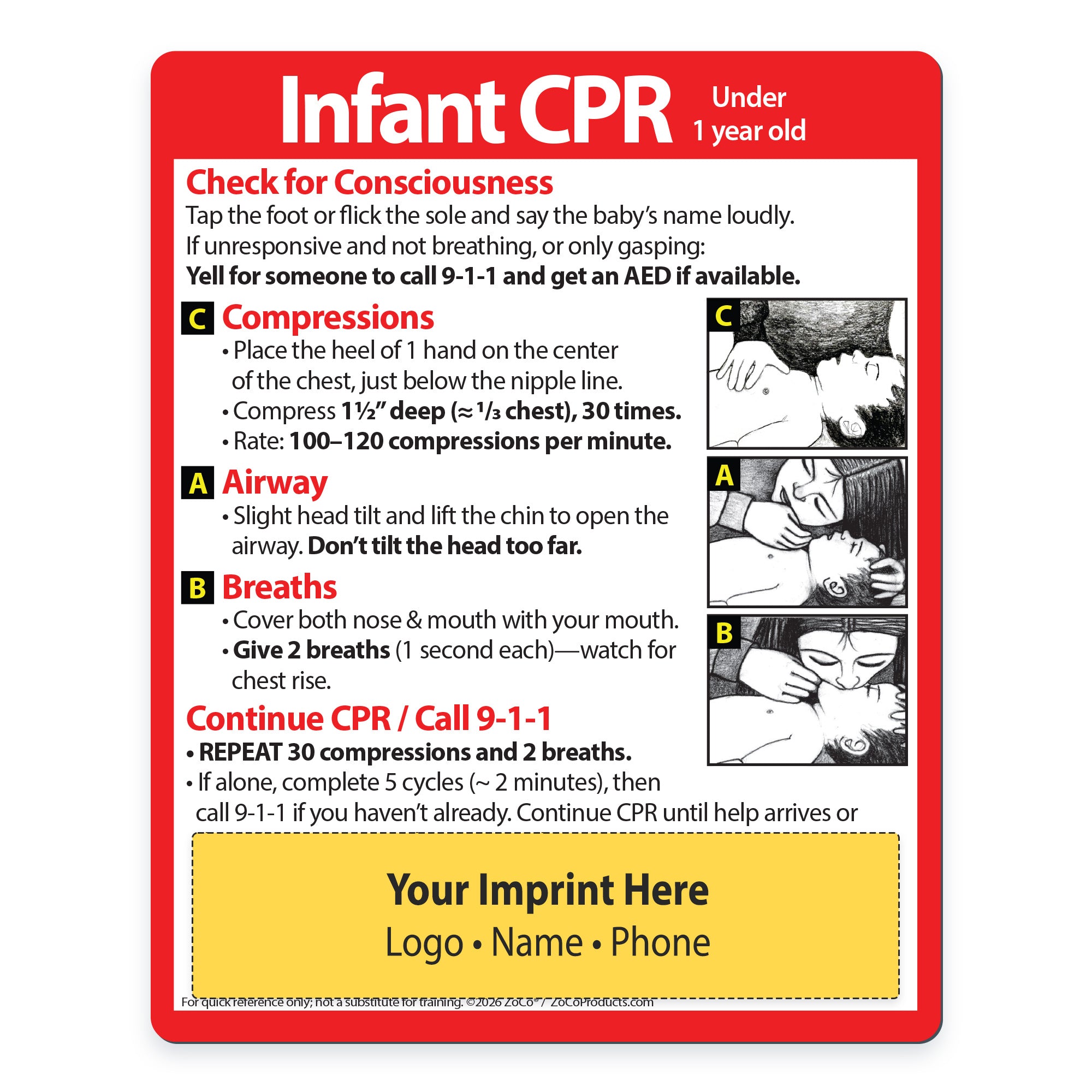 Infant CPR Steps — Custom Safety Magnets® — ZoCo Products