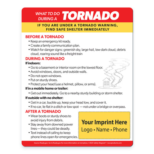 Tornado Safety — Custom Safety Magnets — 4 × 5 — Minimum 100