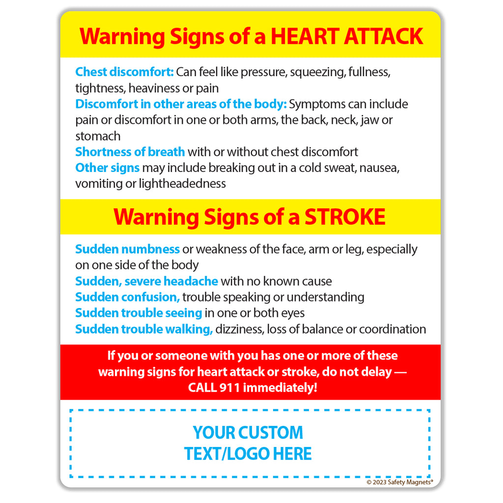 Heart Shaped Heart Attack Warning Signs Magnet