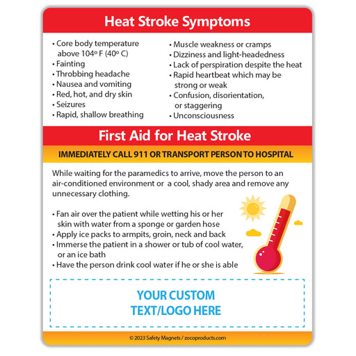 Heat Stroke Symptoms Magnet - 4x5 (Min Qty 100) - FREE Customization