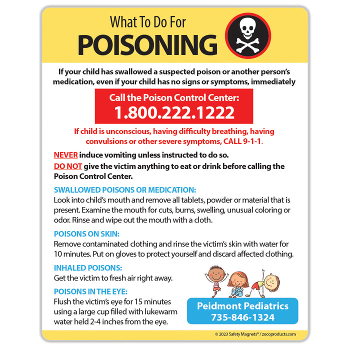 Poisoning First Aid Magnet - 4x5 (Min Qty 100) - FREE Customization