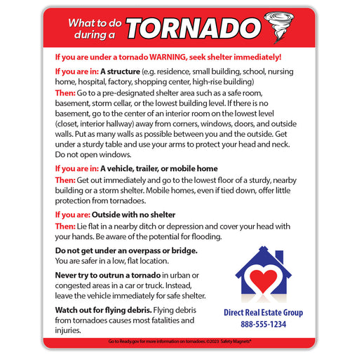 What to Do During a Tornado Custom Safety Magnet