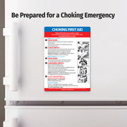 Choking first aid magnet displayed on a refrigerator for quick emergency reference