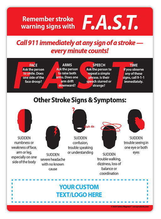 ZoCo - Stroke Warning Signs - Custom Safety Magnets