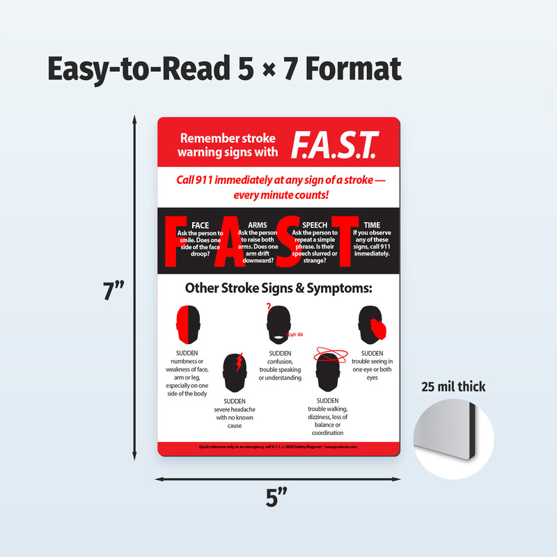 5 x 7 FAST stroke warning signs Safety Magnet