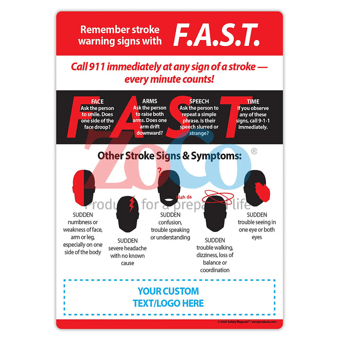 FAST Stroke Warning Signs - Magnet - (Min.Qty 100)