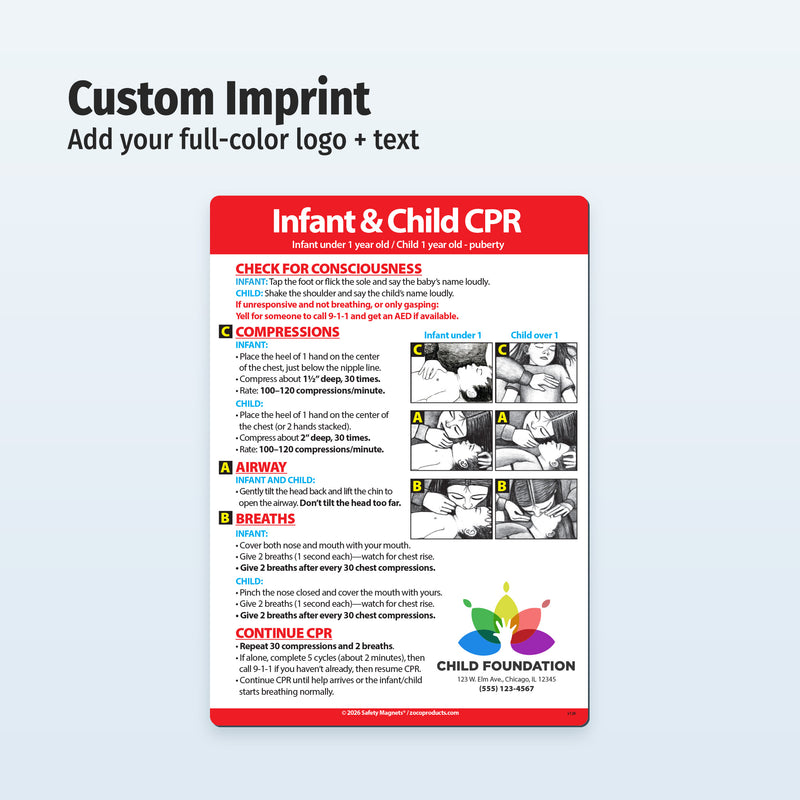 Infant/Child CPR — Custom Magnets — 5 × 7 — Minimum 100