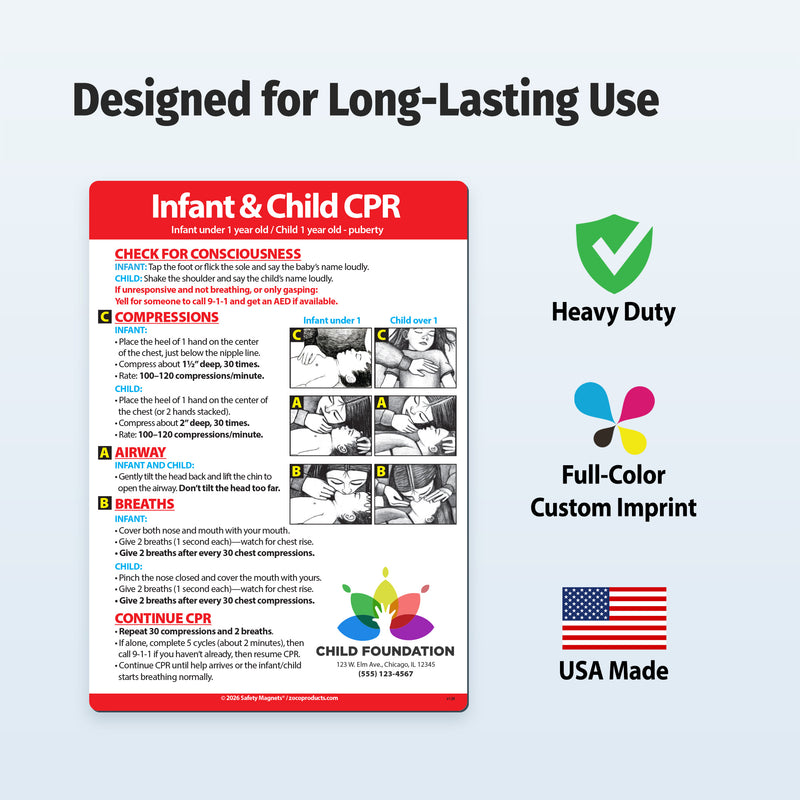 Infant/Child CPR — Custom Magnets — 5 × 7 — Minimum 100