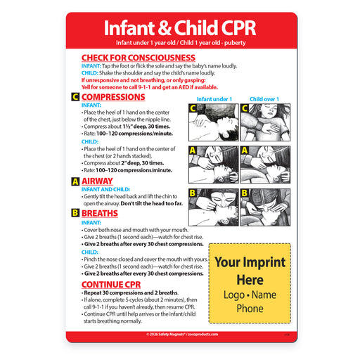 Infant/Child CPR — Custom Magnets — 5 × 7 — Minimum 100